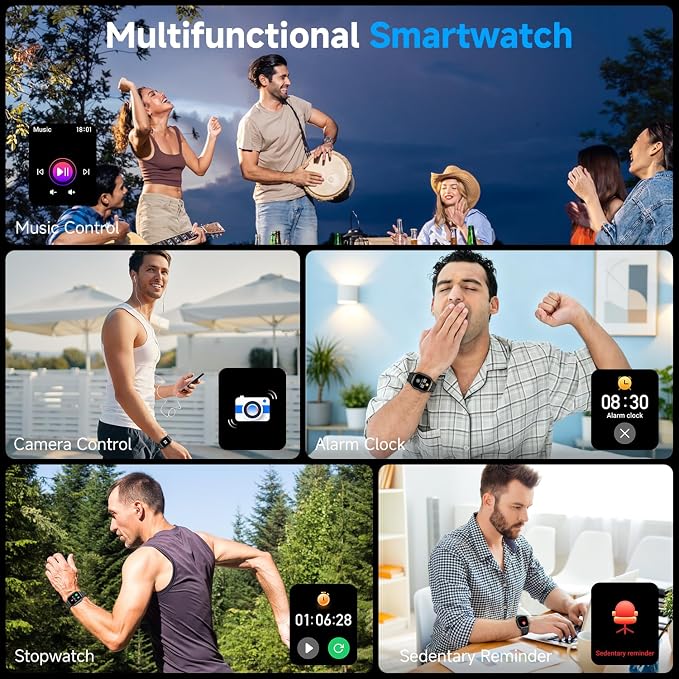 Smart Watch for Men Fitness Tracker: Military Waterproof Make Answer Call Digital Mens Watches Running Step Pedometer Smartwatch Compatible Samsung Android and iPhone Sleep Heart Rate SpO2 Monitor