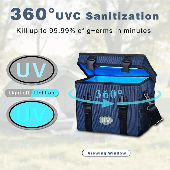 12L UV Sanitizer Box, Portable Sanitizing and Cleaning Machine with 3-Level Timer, Foldable UV Cleaner Box for Household Use, Ozone Free UV Cleaning Machine