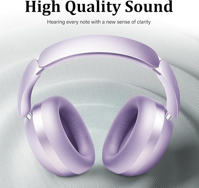 Wentronic Y04 Wireless Bluetooth Over-Ear Headphones – Immerse in Every Beat with Active Noise Cancelling & Hi-Res Sound, 48H Playtime, Soft Ear Cushion for All-Day Comfort, Purple