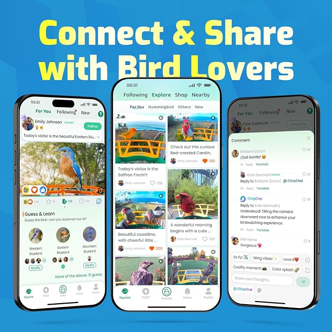 Bird Feeder with Camera, Smart Bird House with Cam for Outside, 2K HD Auto Record Video, AI Identification & Instant Alerts, Solar Powered, Bird Watching Cam for Dad Grandpa Birdlovers, Light Blue