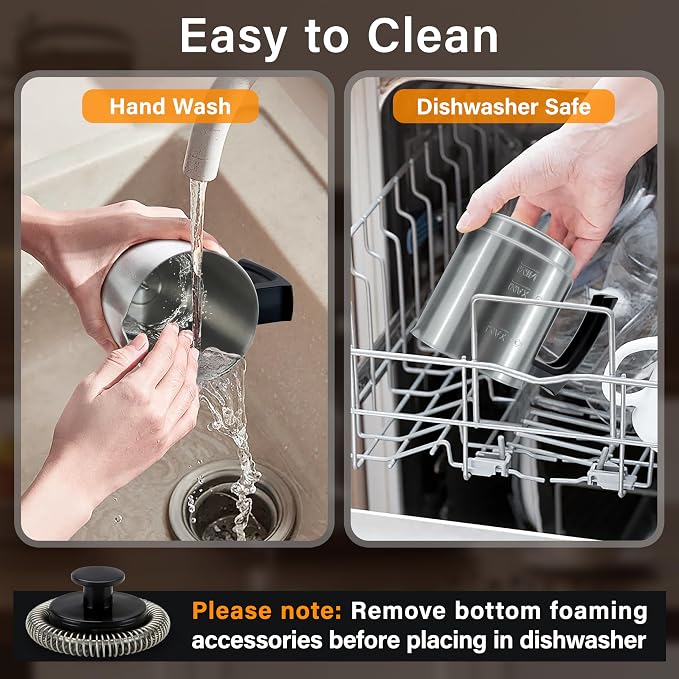 4 in 1 Milk Frother and Steamer, 500ml Electric Foam Maker with Dial Control & LED Indicator, Hot & Cold Milk Frother, Non-Stick Stainless Steel, Silent, Easy to Clean, for Coffee