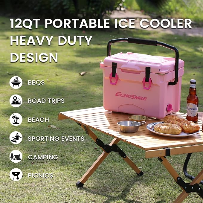 EchoSmile 12/18/25 Quart Rotomolded Cooler, Built to Stand up to The Rigors of The Journey
