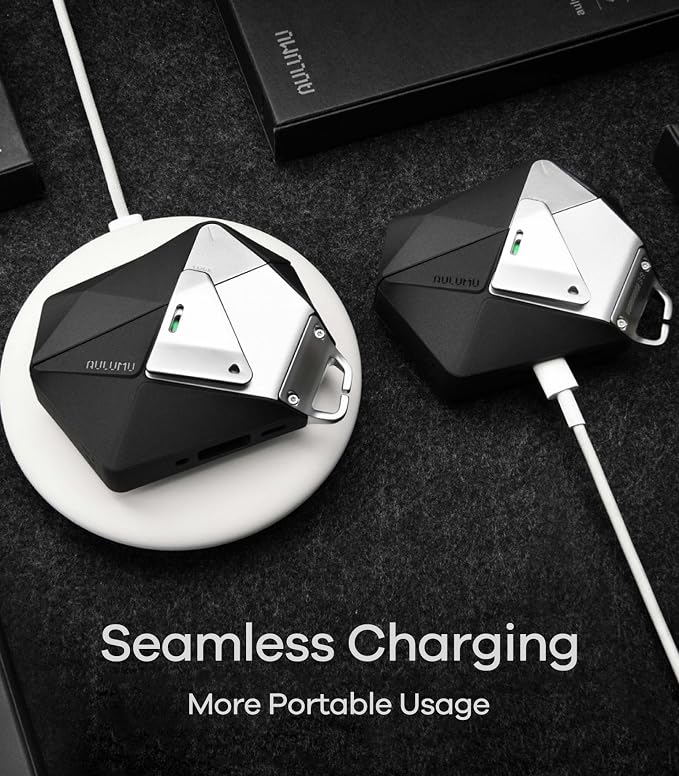 Aulumu A39 Geometric AirPods Pro 3 Case with Lock | Protective Cover with Nylon Buckle | Alloy Armour | Compatible with Apple AirPods Pro 3rd Generation Case (2025) - Transparent Gray