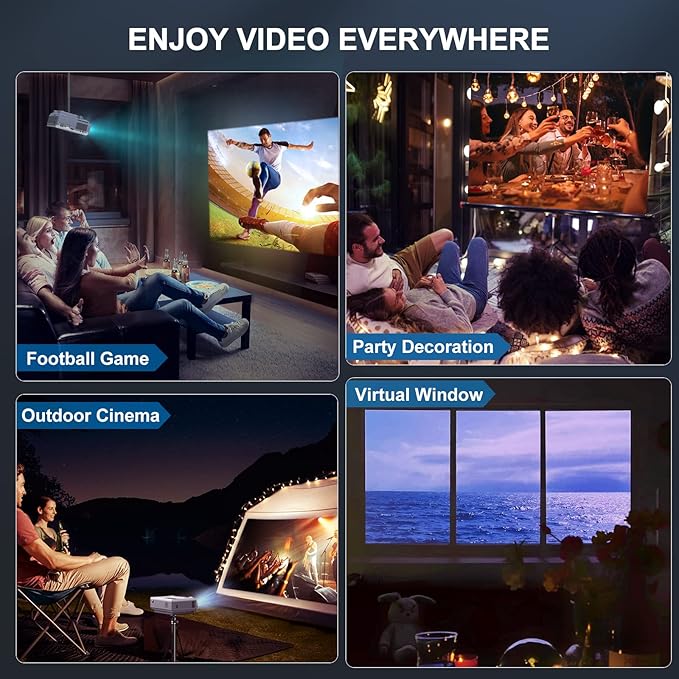FUDONI Projector with 5G WiFi & Bluetooth, Native 1080P 18000L Portable Movie Projector for Home Theater Outdoor, Built-in Speaker, Compatible with HDMI, USB, AV, Fire Stick, Laptop, iOS, Android, PS5