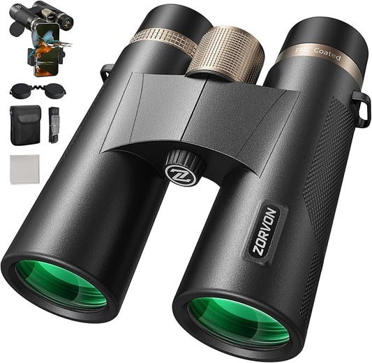 10x42 HD Binoculars for Adults, High Powered Binoculars with BAK4 Prism and Low Light Vision, Waterproof Binoculars with Large Eyepiece for Bird Watching, Hunting, Wildlife Viewing, Hiking, Travel