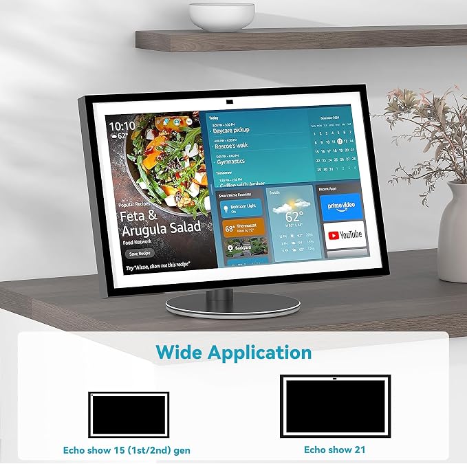 Tiltable Stand for Echo Show 21 and Show 15 (1st, 2nd Gen), Rotatable Table Holder for Alexa 21, Metal Desktop Base for Echo 15