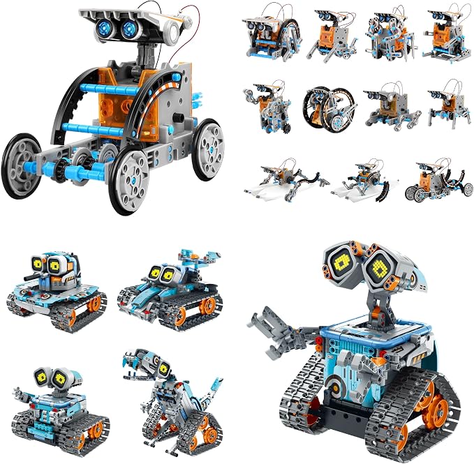 Bundle - 2 Items: Sillbird STEM 12-in-1 Solar Robot Building Toys & Remote & App-Controlled 5-in-1 Coding Robotics Technic Toy Set, Christmas STEM Gifts for Boys Age 8-12
