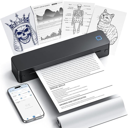 Portable Printer Wireless for Travel, Inkless Thermal Printer Supports 8.5 x 11 Inch Thermal Paper, Bluetooth Compatible with iOS, Android, Laptop, Charcoal