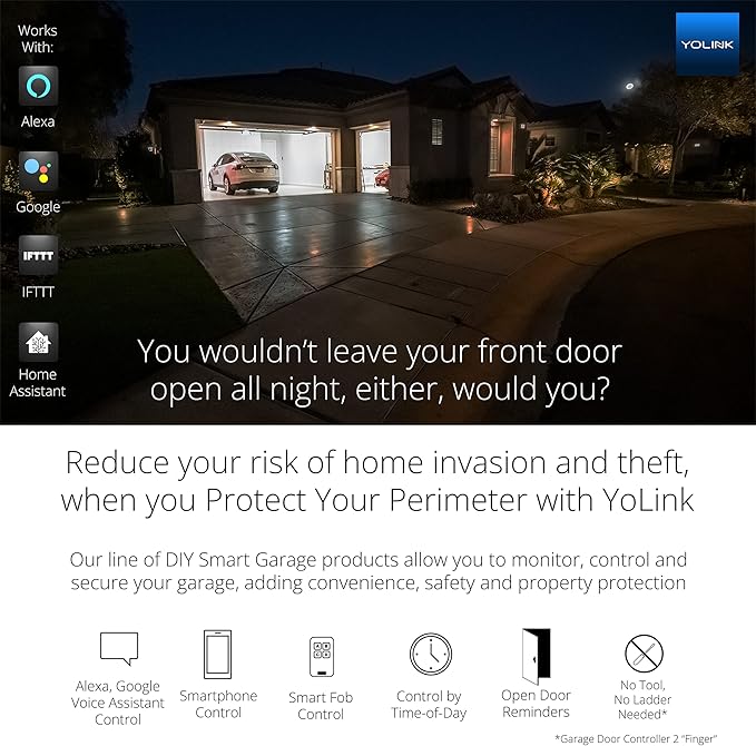Smart Garage Door Kit with YoLink Hub - YoLink 1/4 Mile World's Longest Range Garage Door Controller and Wireless Sensor Compatible with Alexa IFTTT