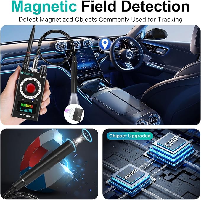 JMDHKK Hidden Camera Detector, Bug GPS Tracker Detector – RF Camera Finder for Hotel, Travel, Car, Office, Home Privacy Protection