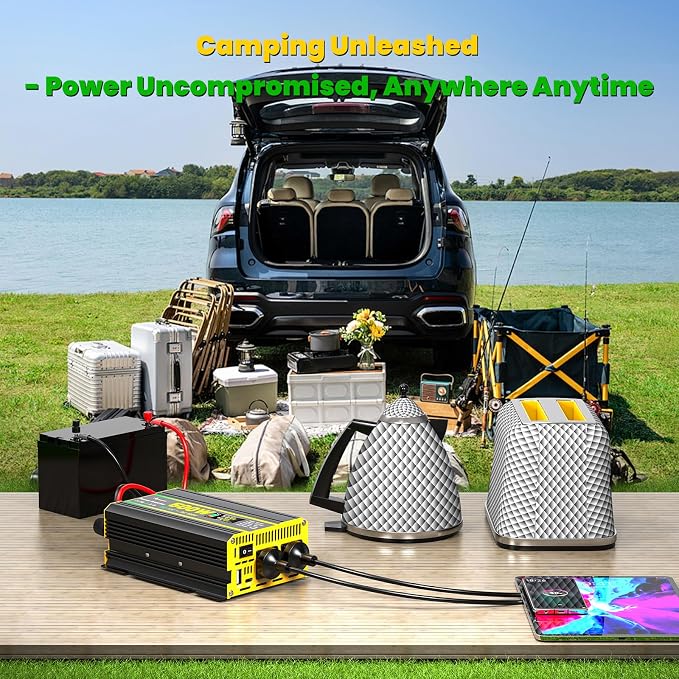 500 Watt Power Inverter for Vehicles, Car Power Inverter with 2 AC Outlets/Cigarette Lighter/PD 36W USB-C/QC 18W Port/LED Display, Inverter 12V to 110V for Truck/Car/Laptop/Camping with Surge 1000W