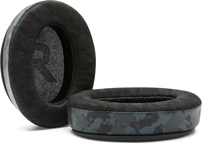 WC Freeze V2 Cloud - Angled Cooling Gel Earpads Compatible with HyperX Cloud Series by Wicked Cushions | Angled Pads for Extreme Comfort, New Freeze V2 Cooling Fabric, Extra Thick | Black Camo