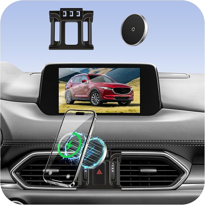 Car Mount for Mazda CX5 (2017-2025), Magnetic Phone Holder, Magsafe Car Mount Charger, Dashboard Phone Holder, 15W Wireless Fast Charging, Cell Phone Automobile Chargers, 2024 CX-5 Accessories