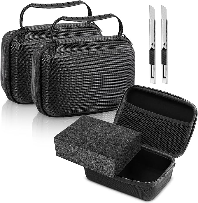 Relaxweex 2 Sets EVA Hard Case with Customizable Foam 13.5 x 9.8 x 5.5 Inch Protective EVA Carrying Case Shockproof Outdoor for Camera, Digital Products, Electronic Instruments with Knife, Black