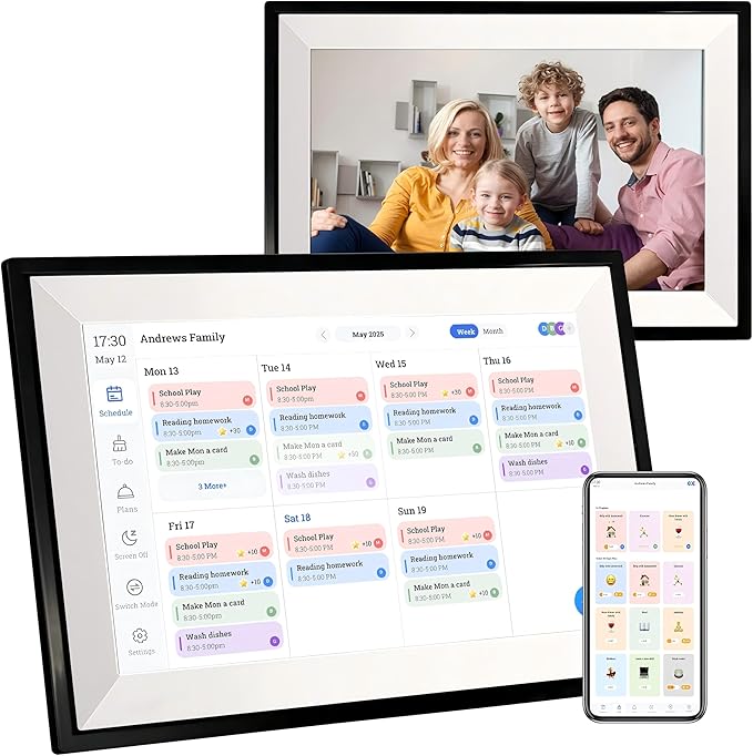 10.1 Inch Digital Calendar with Touchscreen Full HD Interactive Display, Wall & Desk Mountable Family Planner, Chore Chart, to-Do List & Meal Planner, Smart Digital Picture Frame Gift for Women Mom