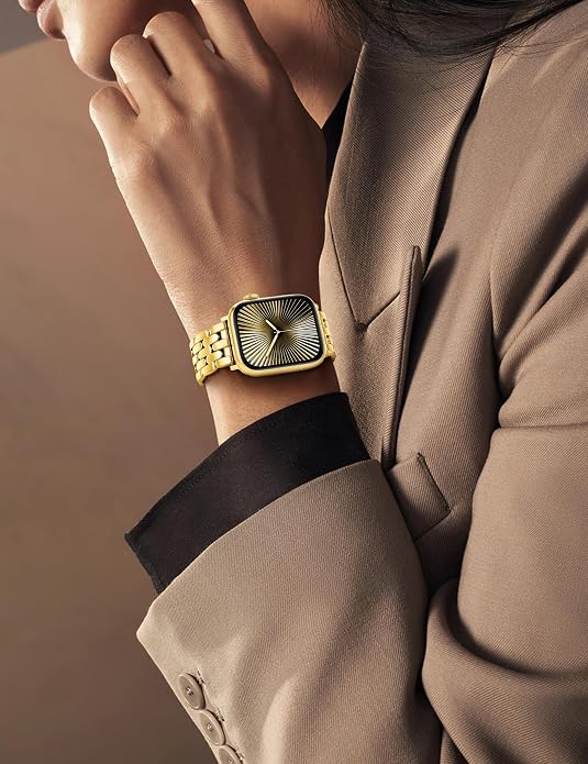 TOYOUTHS Designer Vintage Dressy Bracelet for Apple Watch Band Women 42/40/41/38/44/45/46/49mm, Stainless Steel Elegant Luxury Metal Strap for iWatch Series 11 10 9 8 7 6 5 4 SE/Ultra 3 2 1