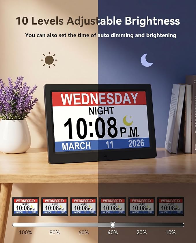 11.5 Inch Extra Large Digital Clock with 27 Alarms, Loud Talking Time, 20 Custom Reminders, Auto DST, 10-Level Auto Dimmer, Day Date Calendar Clock for Seniors Dementia Alzheimers', with Remote