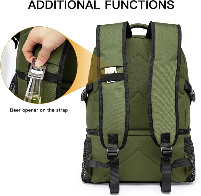 TUGUAN Insulated Cooler Backpack 38 Cans Double Deck Leakproof Lightweight Soft Lunch Backpack Small Cooler Bag Beach Picnic