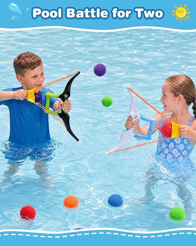 Reusable Water Balloons Set with 1 Bow Launchers - 12 Soft Cotton Water Balls (2.36in, Ages 3+) and Mesh Storage Bag, Outdoor Water Toys for Kids and Adults, Summer Pool Beach Backyard Water Game-Blue