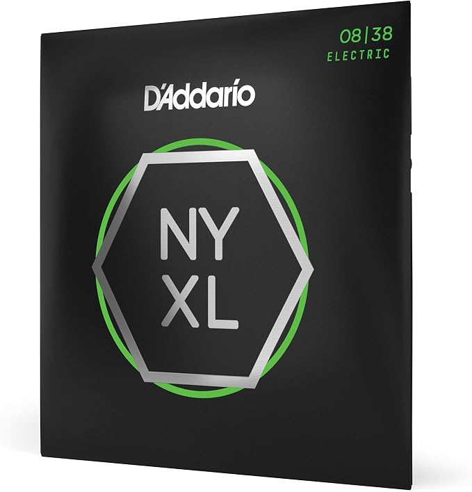 D'Addario Electric Guitar Strings, NYXL Nickel Plated, NYXL0838, Extra Super Light Gauge 08-38, 6-String Set, Pack of 1