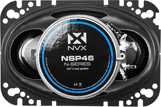 NVX NSP46 300W Peak (100W RMS) 4x6 2-Way N-Series Coaxial Car Speakers with 20mm Silk Dome Tweeters