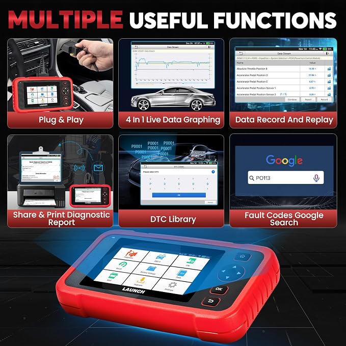 LAUNCH OBD2 Scanner CRP123I V2.0, 2026 Lifetime Update Scan Tool,Muilti System with 7 Resets Oil/SAS Calibration/Brake/BMS/D.P.F/ABS Bleeding/Throttle Reset, Auto Vin, Battery Test,FCA SGW