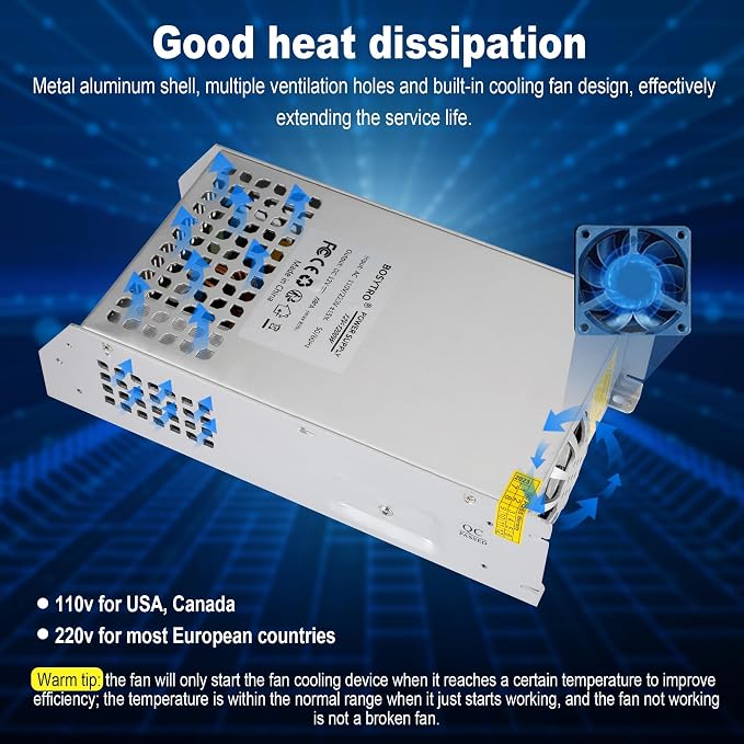 DC 12V 100A 1200W Switching Power Supply Adapter PSU AC 110V / 220V-DC 12V Transformer Adapter, for LED Strip Light, CCTV Camera Security System,Computer Project of Industrial Power Supplies