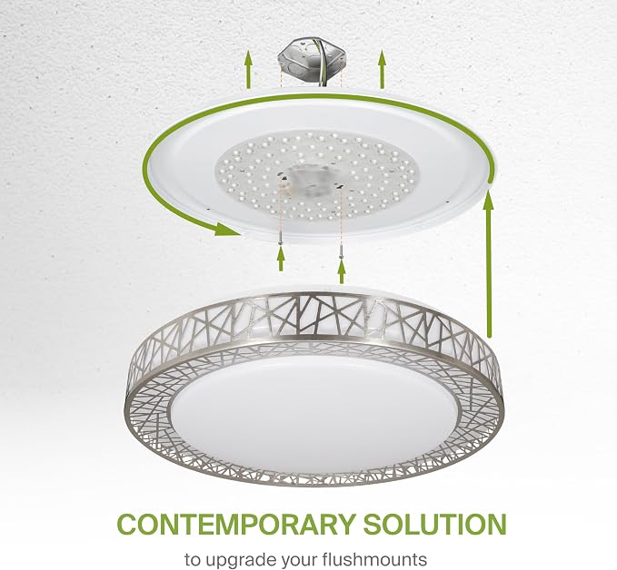 ASD 20 Inch Smart RGBW Flush Mount Ceiling Light with Remote - Brushed Nickel 42W 120V 2700-6500K Dimmable Ceiling Light Fixture, WiFi App Control RGB Lights, Alexa & Google Assistant - ETL