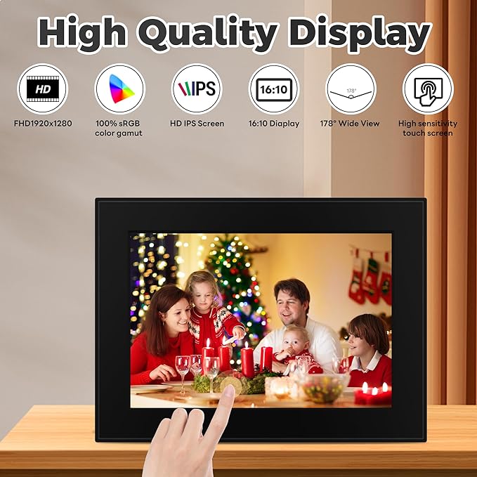 Frameo 11 Inch WiFi Digital Picture Frame with 64GB Memory, Touch Screen & Auto Rotate | Instant Photo/Video Sharing via App, 1920x1280 HD Display, SD Card/USB/WiFi 6 Upload, Gi-ft for Family