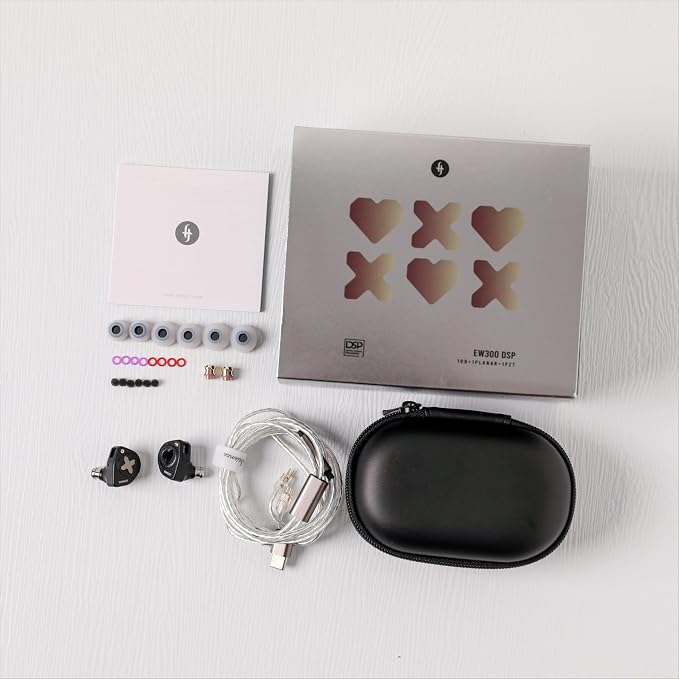 Linsoul SIMGOT EW300 1DD+1Planar+1PZT Hybrid Driver in Ear Monitor, Wired Earbuds IEM, Gaming Earbuds with Detachable Nozzles, Silver-Plated OFC IEM Cable for Audiophile Musician (EW300 DSP)