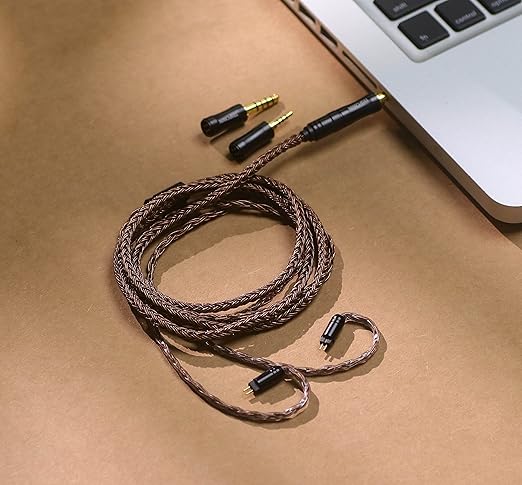 Linsoul Tripowin Amber 32AWG OFC Oxygen Free Cable HiFi IEM Cable with Interchangeable 2.5mm/3.5mm/4.4mm Plug, PVC Sleeve Replacement Cable for Audiophile(2pin 0.78mm)