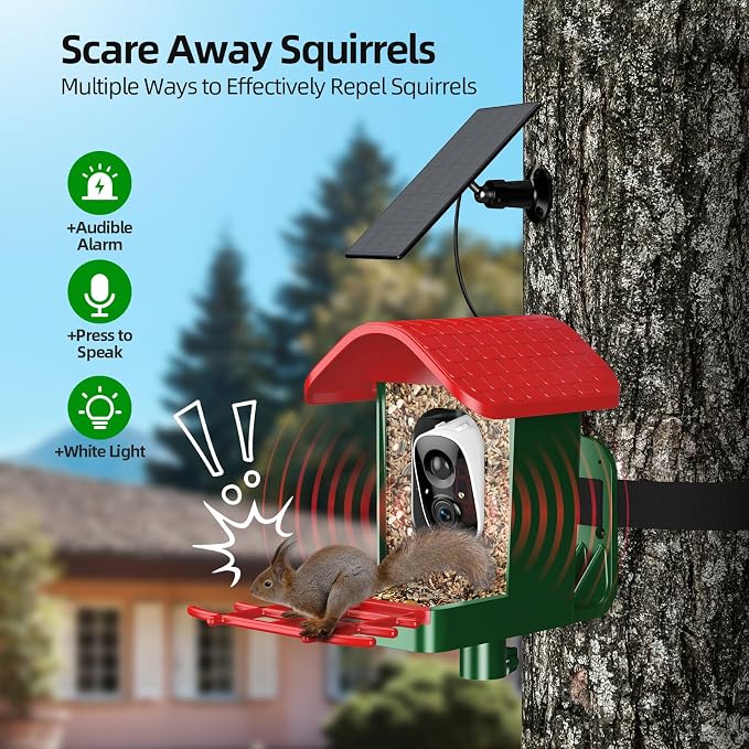 3K HD Smart Bird Feeder with Camera, 2.4GHz WiFi Solar Powered Smart Feeder, AI Bird Species Identification & Real-Time App Alerts, Chew-Proof & Waterproof for Outdoors-1