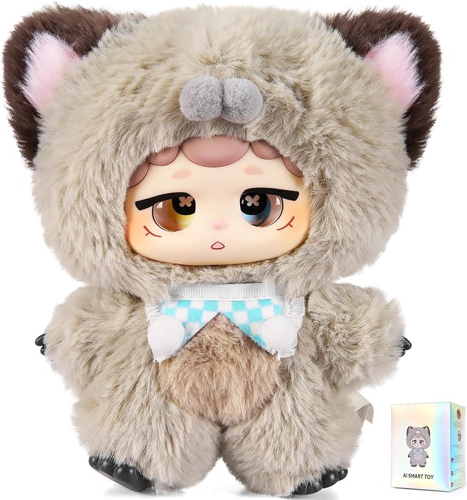 𝐀𝐈-𝐩𝐨𝐰𝐞𝐫𝐞𝐝 Plush Interactive Toy with Multiple Languages Switchable, Mini Communicatible Companion Bauble, Creative Simulated Rechargeable Doll Plaything for Kids Children Ages 3+ (8" High)
