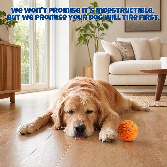Fsitego Interactive Dog Ball Toys, Automatic Moving Bouncing, Rotating Smart Dog Toy for Small, Medium, Large to Keep Them Busy, Durable E-TPU Material & IP65 Waterproof, 5H Continuous Use(Orange)