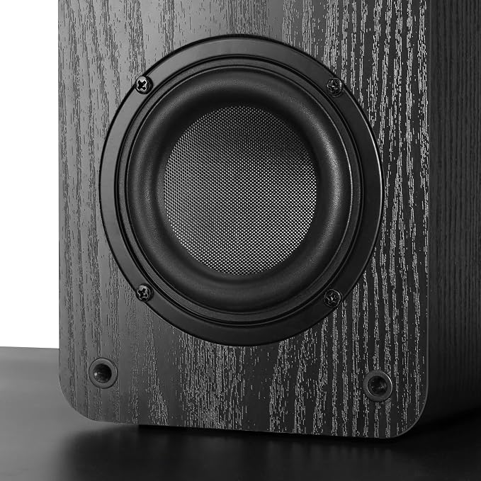 RIOWOIS Passive Bookshelf Speakers for Record Player, Stereo Speakers with 4 Inch Woofer and Silk Dome Horn Tweeter for Turntable, Surround Sound System,PC and TV, Wall Mountable.