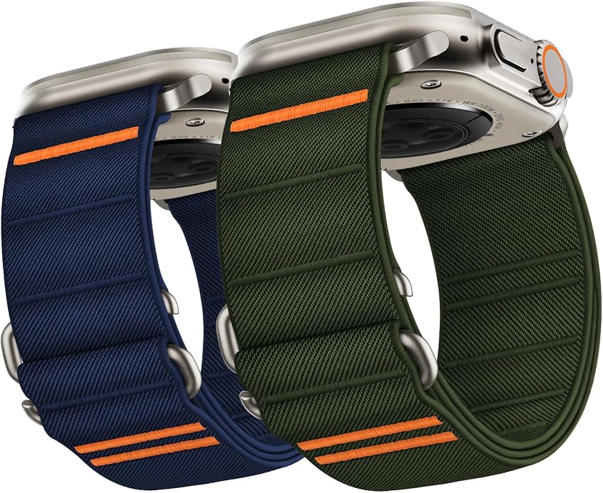 Suitisbest 2 Pack Sport Band Compatible with Apple Watch Ultra Band 49mm 46mm 45mm 44mm 42mm 41mm 40mm 38mm, Stretchy Sport Loop Strap for iWatch Series 11 10 9 8 7 6 5 4 3 2 1, SE 3 2 1, Ultra 3 2 1