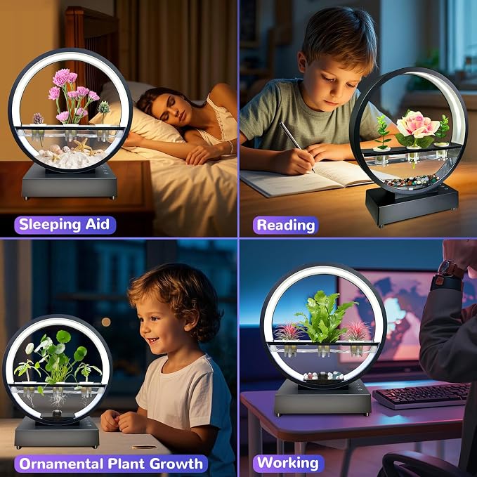 Led Atmosphere Lights with Bluetooth Speaker RGB Color Changing Table Lamp Dimmable Night Light USB Desk Ambient Lights for Mom Mother Kids Girls Gift Bedroom Office Home Decor (Plant Not Included)