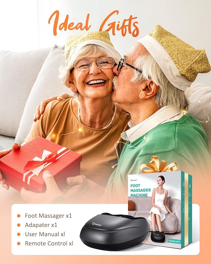 KNQZE Shiatsu Foot Massager with Heat, Compression, Deep Kneading Foot Massage for Plantar Fasciitis Relief, Remote Control, Multi Massage Modes, Auto Shut-Off Timer, FSA Eligible, Fathers Day Gift