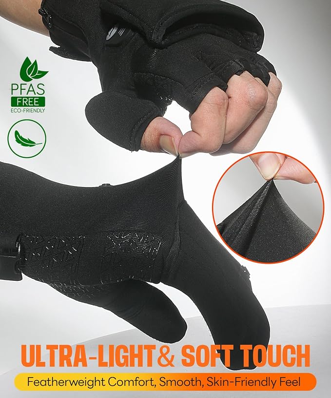 Heated Gloves for Men Women Rechargeable with 7.7V 2400mAh Battery Fingerless Thin Mittens Winter Work Typing with Light-Off Design