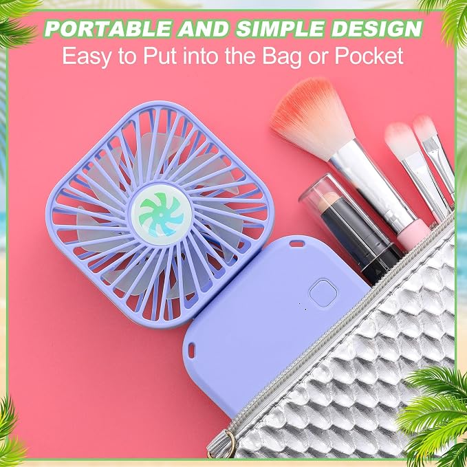Hortsun 12 Pcs Mini Handheld Fan Bulk Portable Personal Neck Fan Small Foldable Hands Free with USB Rechargeable Gifts for Travel Summer Concerts Vacation Outdoor 3 Speed (Bright Colors)