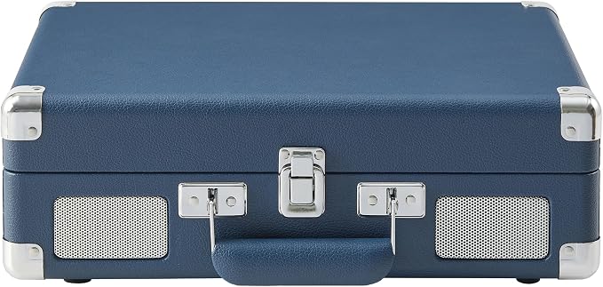 Crosley CR8005F-IB Cruiser Plus Vintage 3-Speed Bluetooth in/Out Suitcase Vinyl Record Player Turntable with Built-in Speakers, Ink Blue