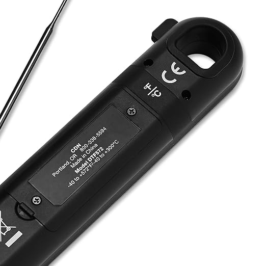 CDN DTF572 ProAccurate® Digital Thermometer - Folding Thermocouple Thermometer - Backlit Easy to Read Display - Stainless Steel Thin Tip Probe, Black