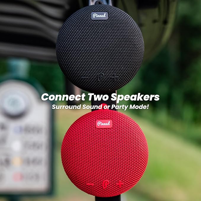 Pinned 2.0 Dart Magnetic Speaker - USB-C Rechargeable, 10+ Hour Battery, IPX7 Waterproof, Bluetooth 5.0 with Carabiner - Bluetooth Speakers - Golf Gifts for Men - Magnetic Golf Cart Speakers - Black