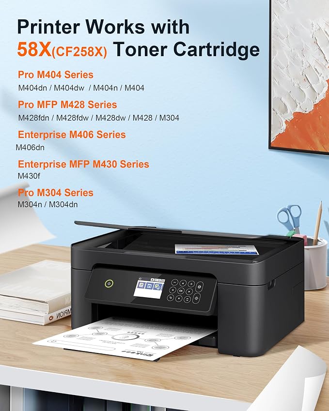 E-Z Ink Pro 58X HP Toner Cartridge High Yield Replacement for HP 58X CF258X 58A CF258A Compatible with HP LaserJet MFP M428fdw M428fdn M428dw M404 M428 Pro M404n M404dn M404dw, 2 Pack (with Chip)