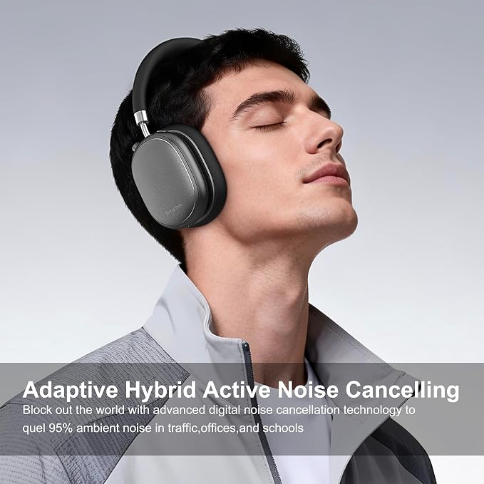 Srhythm NiceComfort 95 Adaptive Noise Cancelling Headphones Wireless | Bluetooth with Spatial Audio,Transparency,ENC,HD Sound,Low Latency for Gaming,Slim Headphones Lightweight