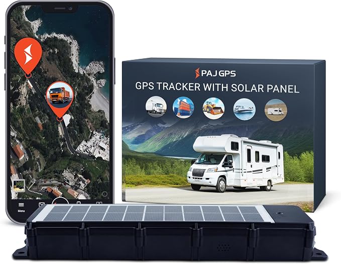 PAJ GPS Solar Tracker with 3 Month Subscription Included, 4G Real-Time GPS Tracker for Vehicles, Anti-Theft Tracking Device with Solar Panel, Waterproof, Long Battery Life