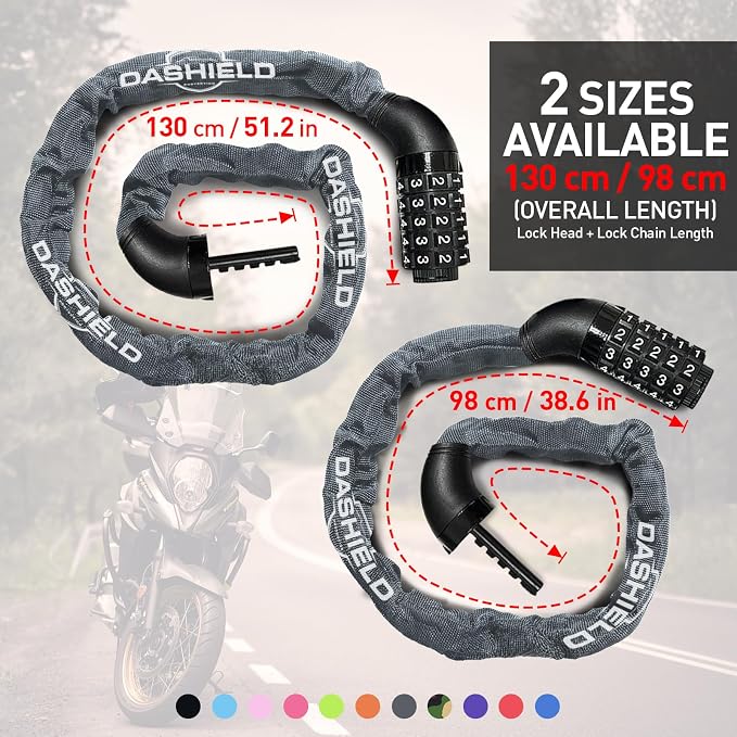 Bike Chain Lock Security 5 Digit Resettable Combination, 51.2 inches Heavy Duty Anti Theft Lock Chain for Bicycle, Motocycle, Scooter, Gate, Fence (Gray, 4.2ft)