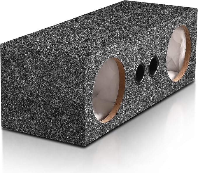 Dual 6.5 Inch Car Audio Subwoofer Enclosure Box, Dual Sealed Carpet Covered Car Audio Vehicle Subwoofer Enclosure with 2 Slot Port Vent, Woofer Box for Improves Audio Quality