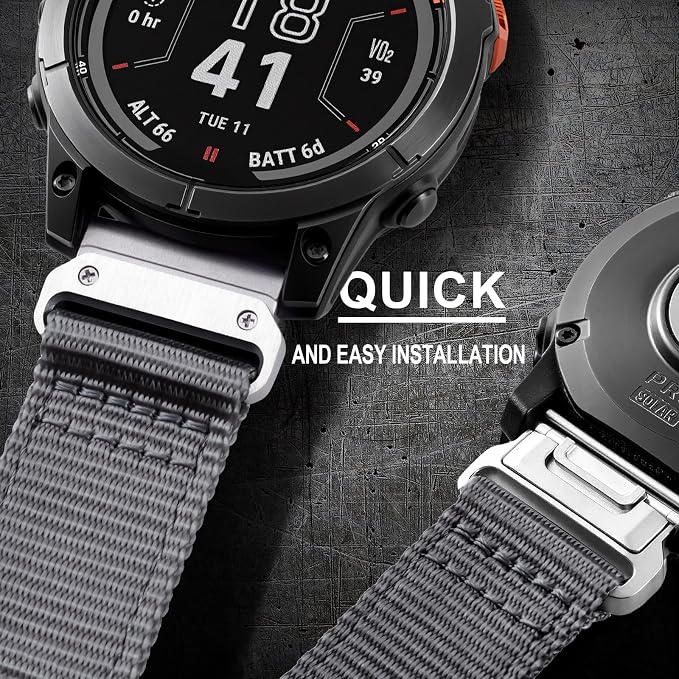 Adjustable Nylon Bands for Garmin Fenix 8/E/7/6/5 47mm & EPIX 2 EPIX Pro 47mm - QuickFit 22mm Strap for Forerunner 955/965-22mm Nylon Watch Band for GARMIN