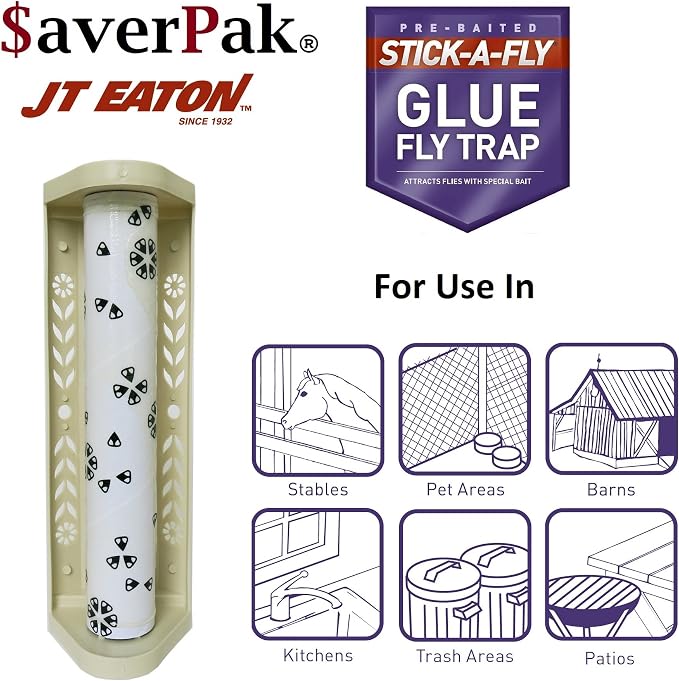 $averPak Single- 1 JT Eaton Stick-A-Fly Glue Fly Stick Trap
